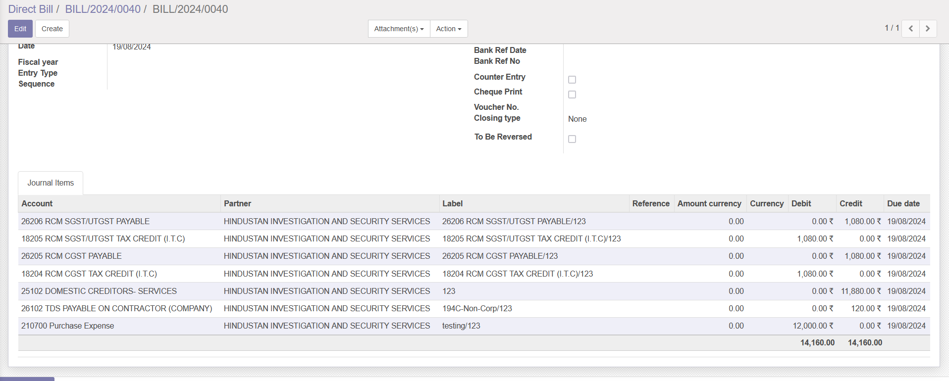 Finally RCM apply and showing Entries Top ERP Service Provider for Streamlined Business Solutions | DiracERP